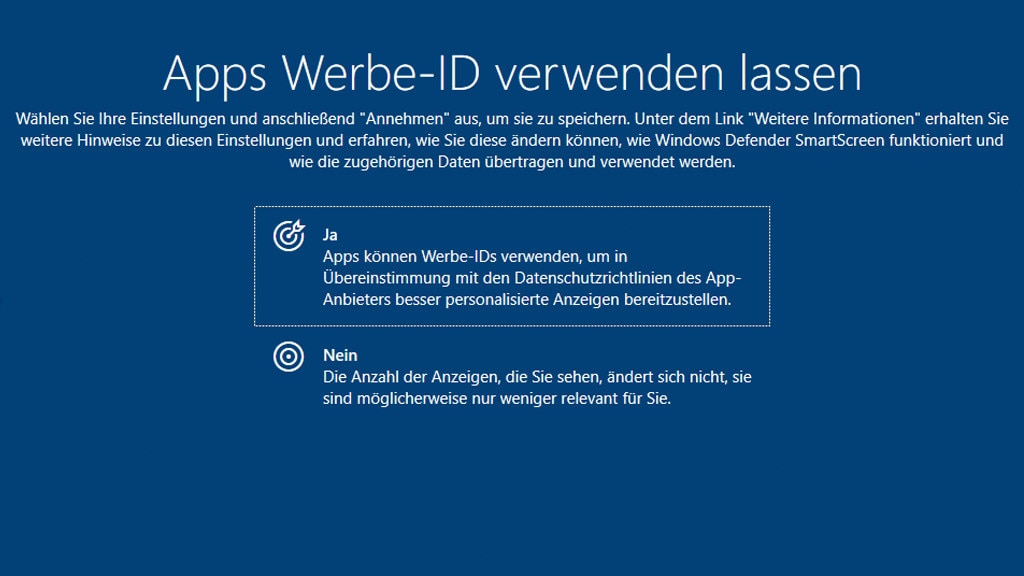Windows 10: Werbe-ID