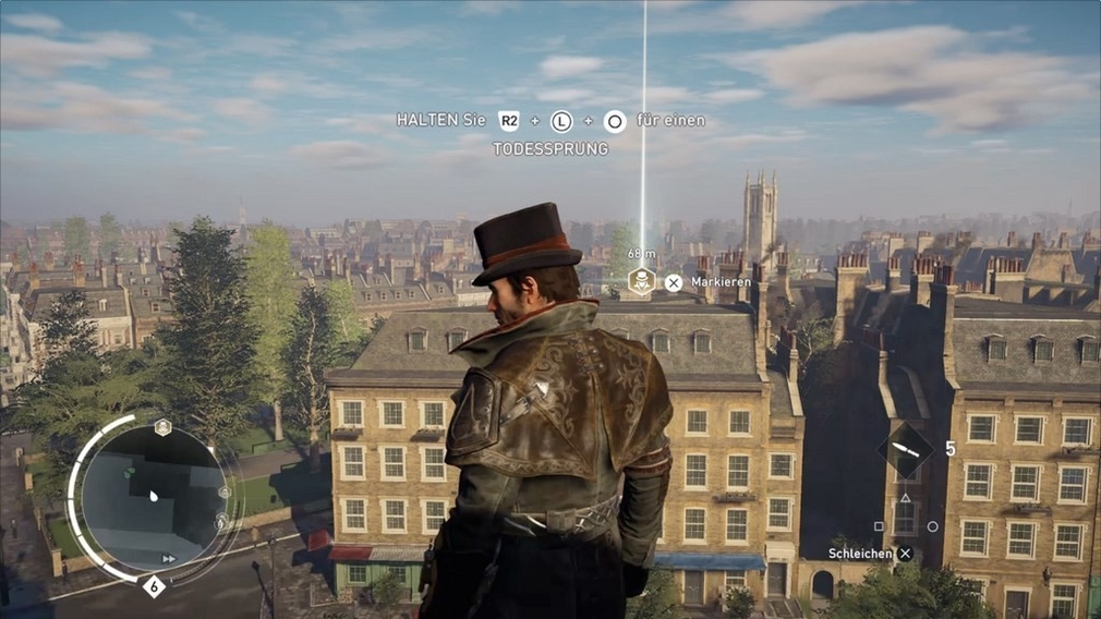 Test: Assassin’s Creed – Syndicate Dach mit Aussicht und guter Weitsicht. 