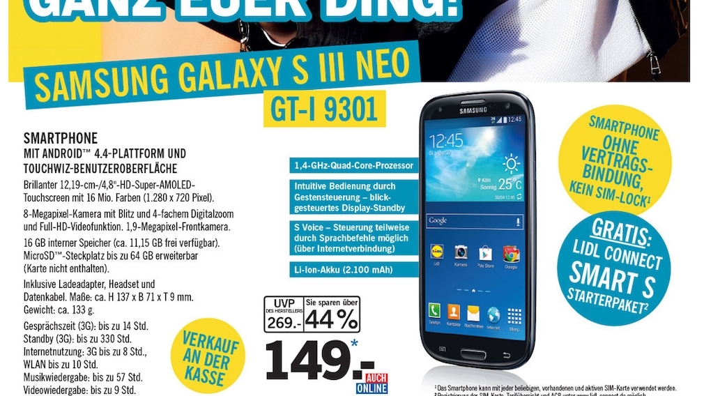 Samsung Galaxy S3 Neo bei Lidl