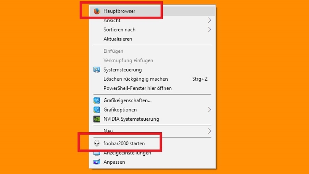 Windows 7/8/10: Start programs via the context menu