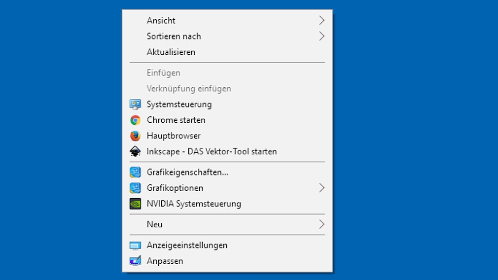 Windows 7/8/10: Start programs via the context menu