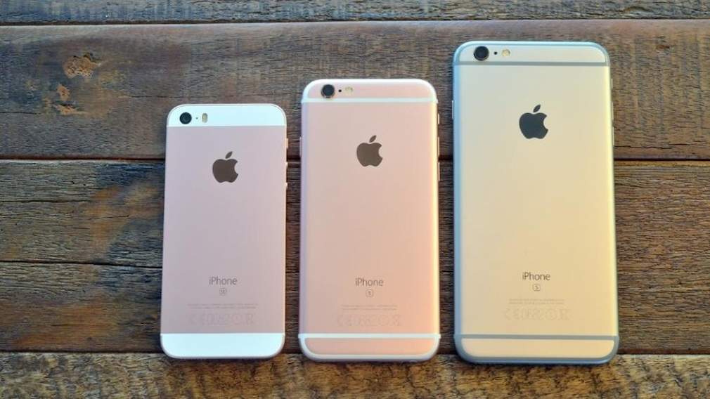 Größenvergleich: iPhone SE, 6S und 6S Plus
