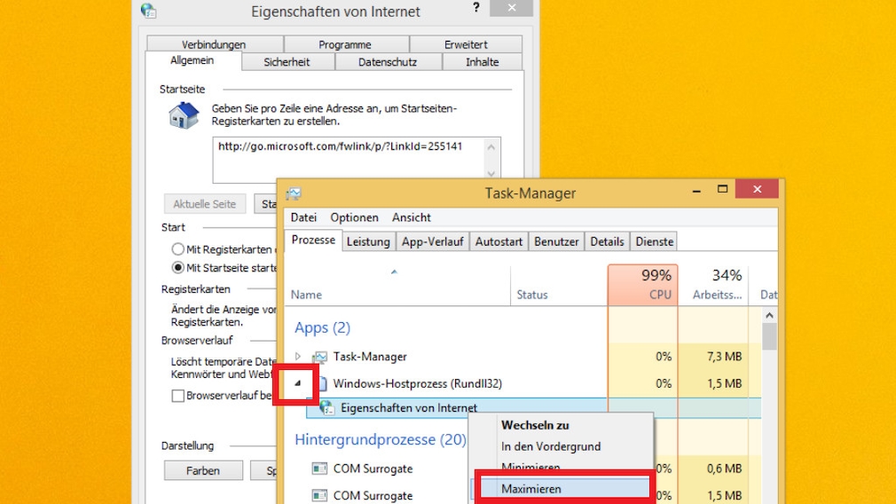 Windows 7/8/10: Fenster maximieren erzwingen – im Task-Manager