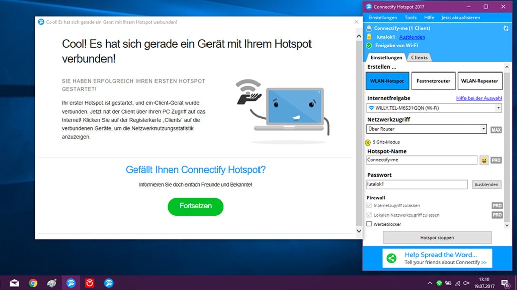 Screenshot von Connectify Hotspot