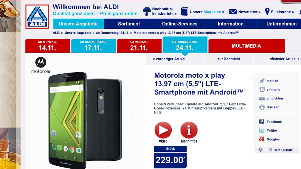 Motorola Moto X Play Aldi Nord