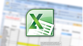 Das Excel-Logo mit Tabellen im Hintergrund