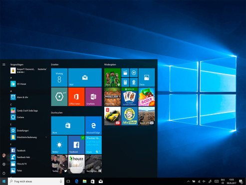 Windows 10: Desktop und Startmenü © COMPUTER BILD