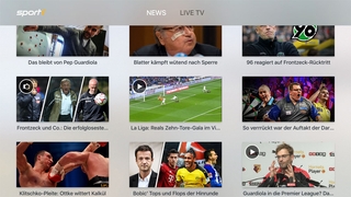 Screenshot Sport1-App für Apple TV