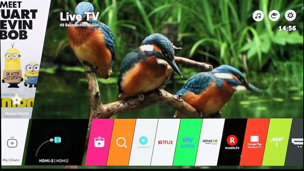 Das beste Fernsehbild aller Zeiten: Neuer LG OLED G6 im Test Ein Druck auf die Menütaste der Fernbedienung blendet auf dem LG Fernseher die Leiste mit den persönlichen Lieblings-Apps ein. 