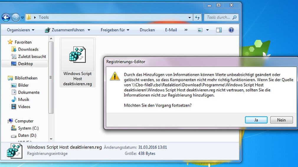 Screenshot 1 - Windows Script Host deaktivieren