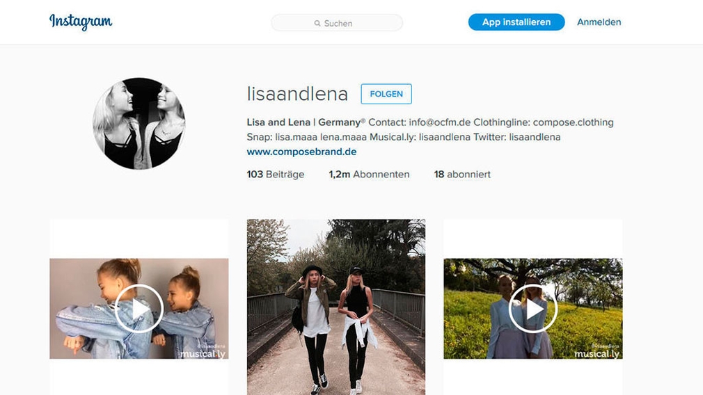 Instagram-Account von Lisa und Lena