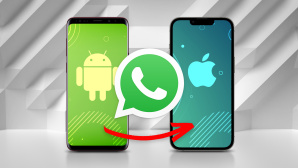 WhatsApp von Android auf iPhone © Apple, Samsung, Google, Meta, iStock.com/AlexeyVS, iStock.com/Rifqyhsn Design