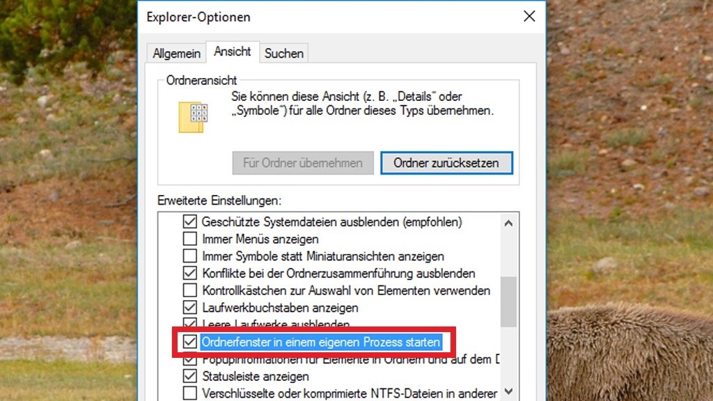 Windows-Explorer nicht separieren