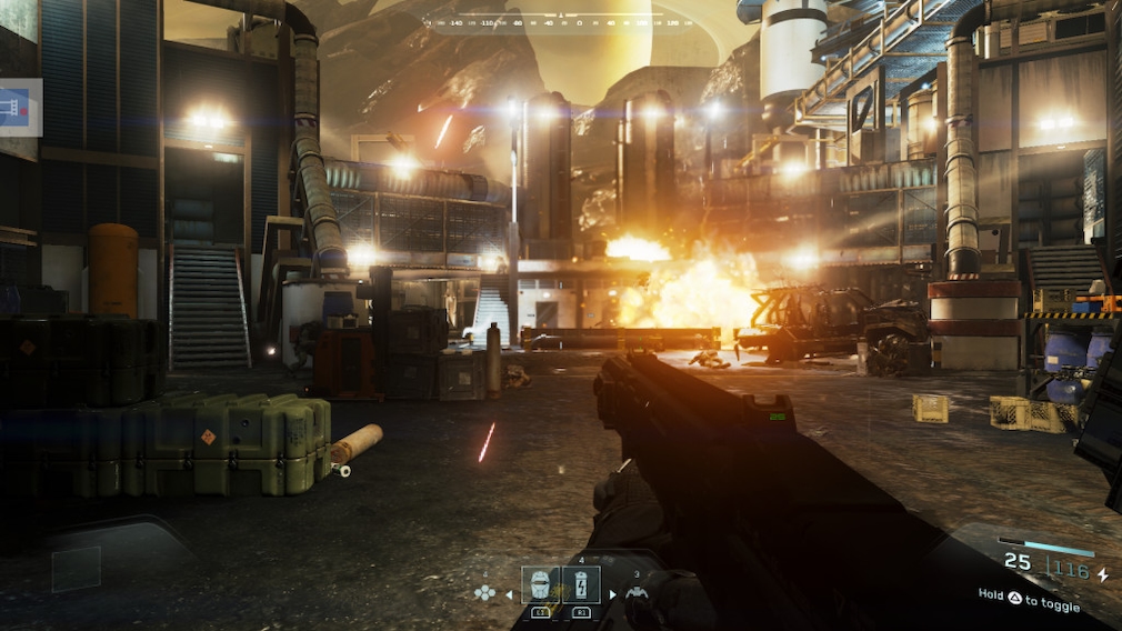 Call of Duty – Infinite Warfare: Der große Neubeginn Auf dem Saturnmond Titan zerstört Reyes eine SDF-Tankanlage, damit den Raumschiffen der Widersacher schneller der Sprit ausgeht. 