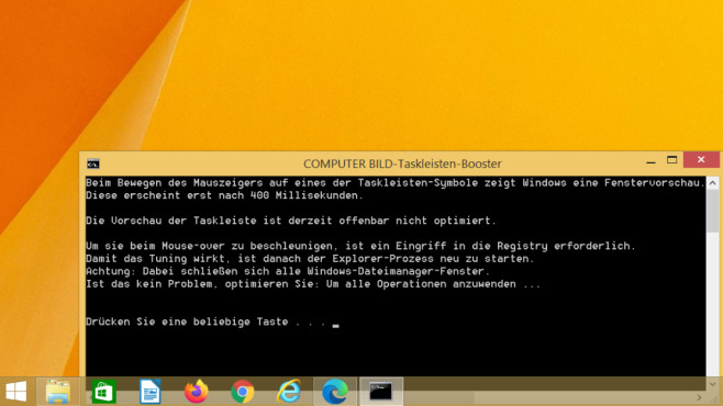 Windows 7/8/10: Taskleiste beschleunigen – schnellere Vorschauen © COMPUTER BILD