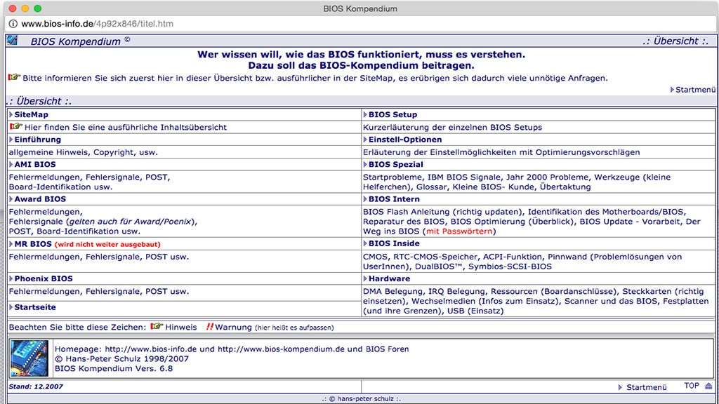 BIOS-Kompendium: Nachschlagewerk im Netz