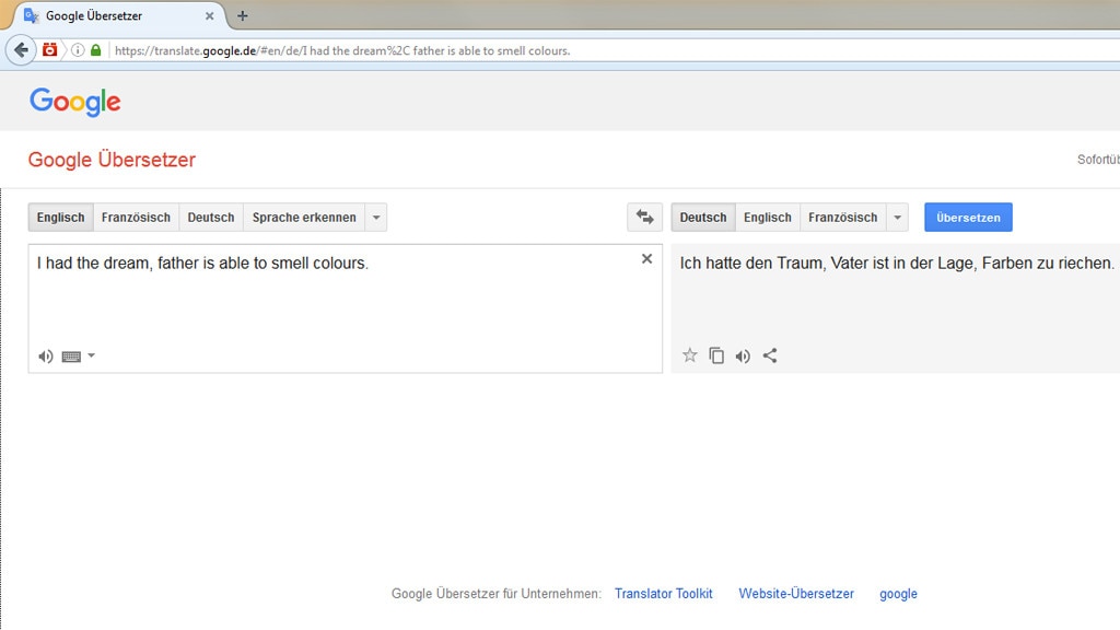 Google Übersetzer: Ganze Sätze dolmetschen