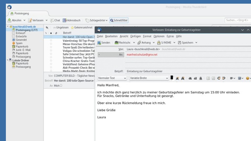 Thunderbird: Spam-Mails wegfiltern