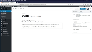 Screenshot aus WordPress