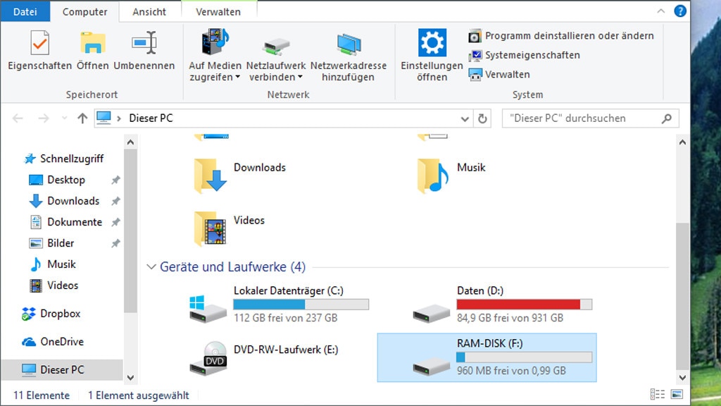 Laufwerk-Platzgrafik nicht überbewerten