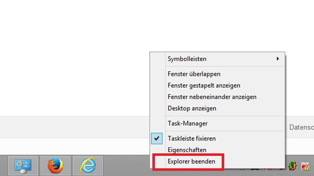 explorer.exe neu starten per Taskleiste