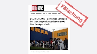 Gefälschte Bild-News Ikea-Gutschein