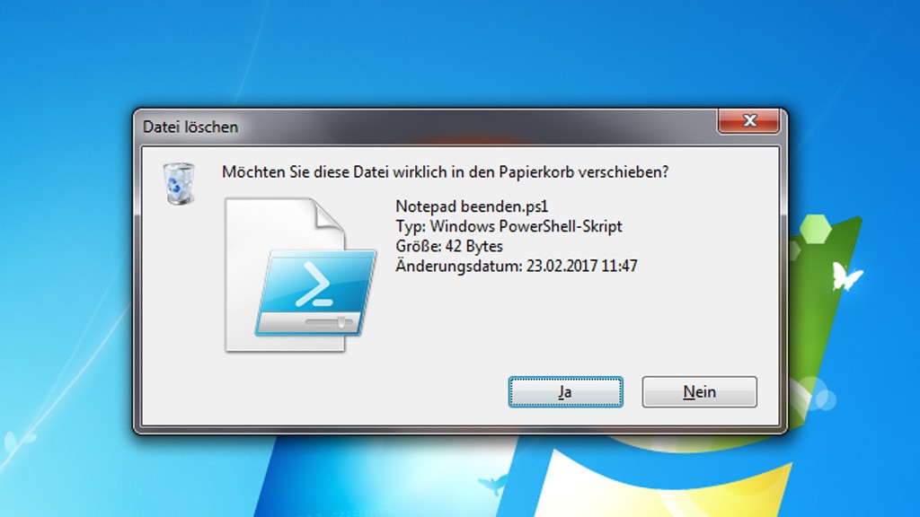 Windows 7: Löschen-Rückfrage