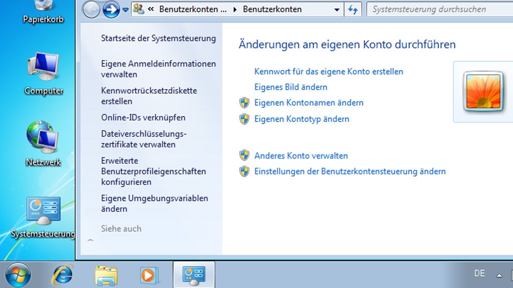 Windows 7: Startmenü-Bild