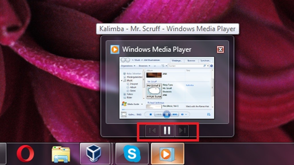 Windows Media Player: Kontrollfeld fürs Abspielen
