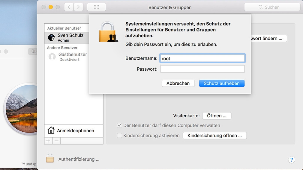 Accountname Passwort Konnte Nicht überprüft Werden High Sierra www.computerbild.de