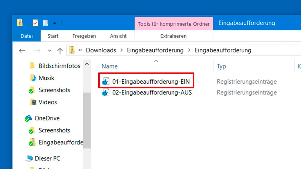 Eingabeaufforderung im Kontextmenü