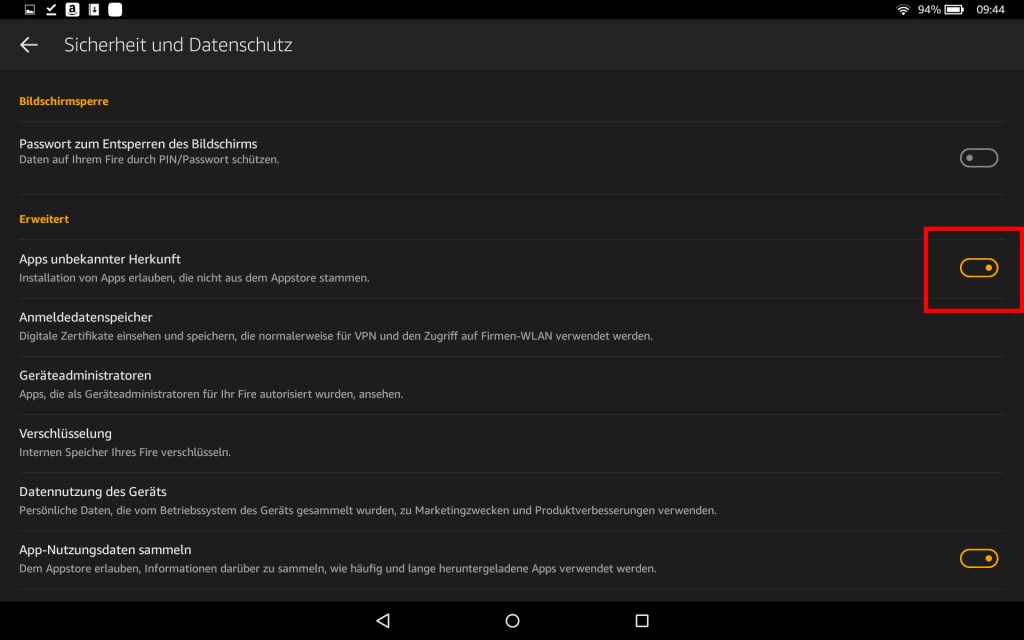 Google Play Store auf Amazon Fire Tablet installieren