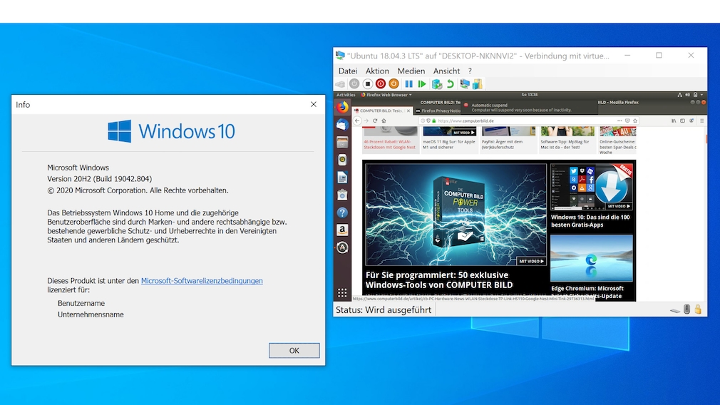Windows 10 Pro kostenlos: Windows 10 Home in Pro umwandeln Hier virtualisiert HyperV – unter Windows 10 Home (!) – Linux Ubuntu. 