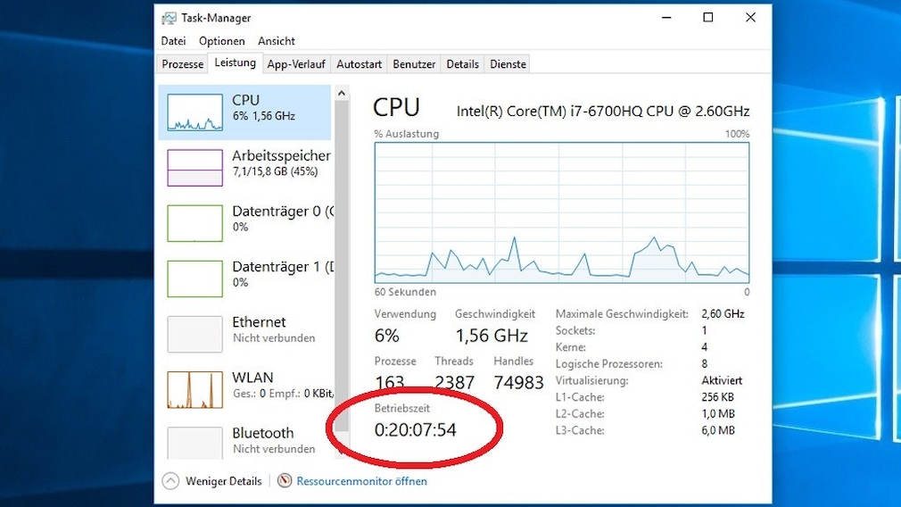 Windows 8/10: Lügt der Task-Manager bei der Betriebszeit? Windows 8/10: Lügt der Task-Manager bei der Betriebszeit?