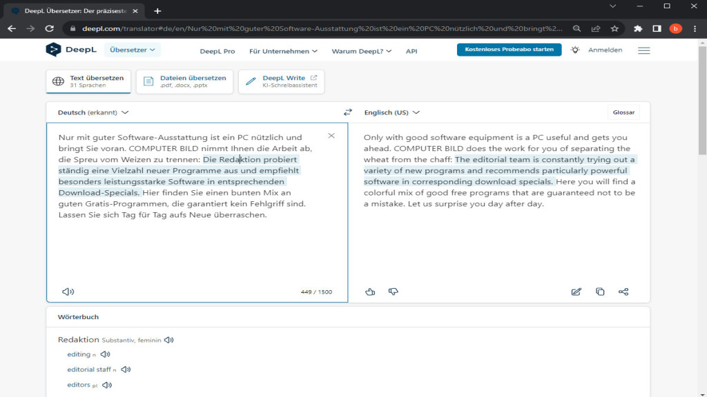 DeepL Online-Übersetzer
