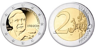 2-Euro-Münze mit Helmut Schmidt