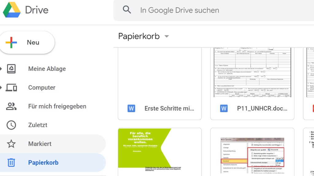 Google Drive: Onlinespeicher inklusive Papierkorb