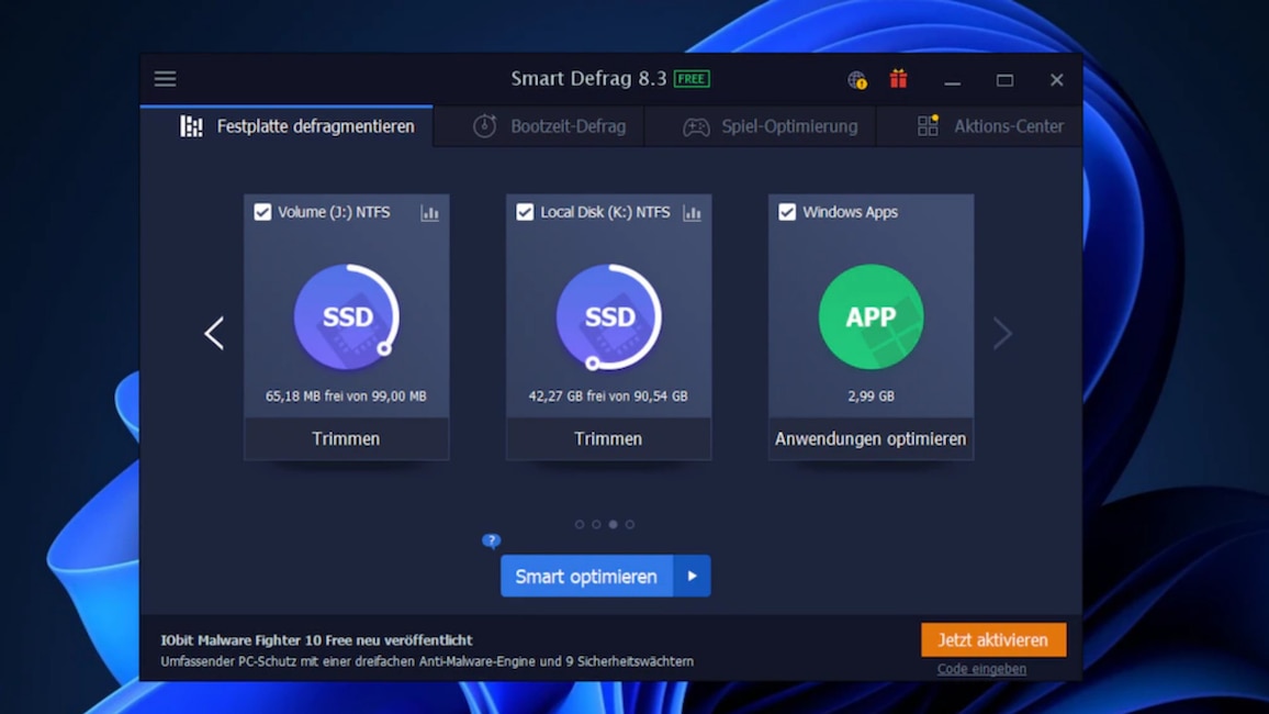 Smart Defrag: Festplatte defragmentieren