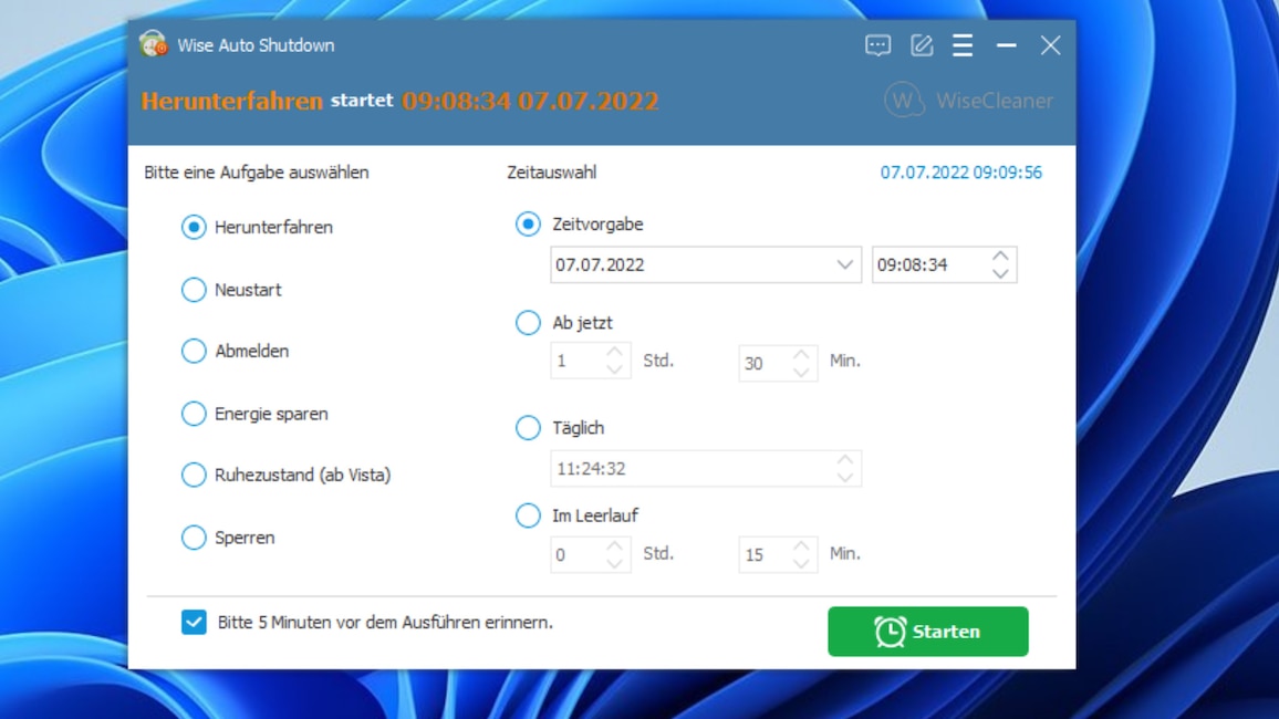 Wise Auto Shutdown: Windows automatisch herunterfahren Wise Auto Shutdown: Windows automatisch herunterfahren