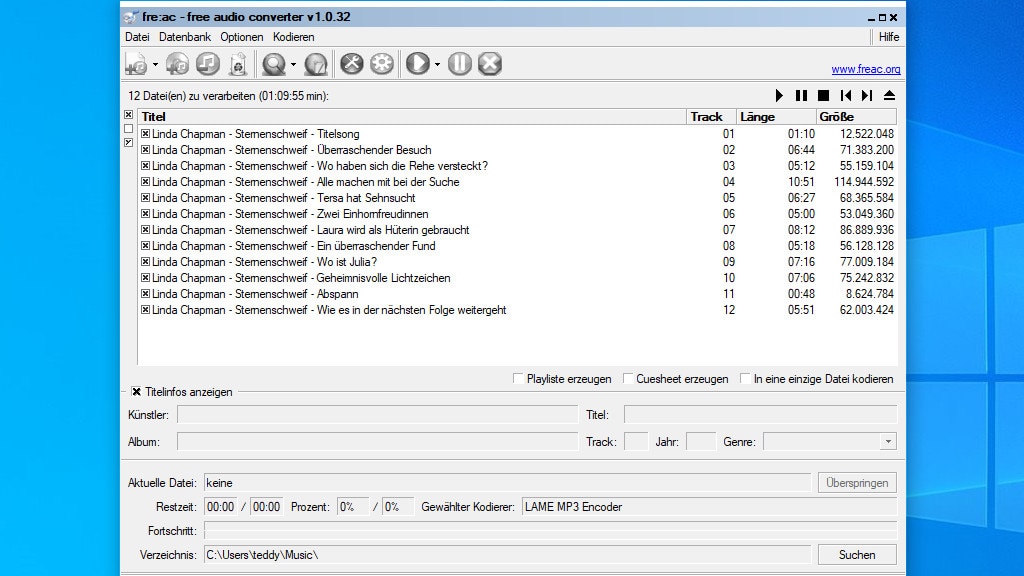 fre:ac (Free Audio Converter): Musik-CDs rippen