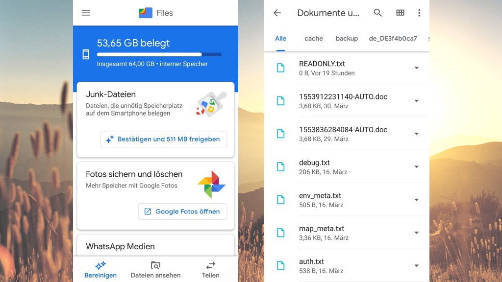 Google Files Go (APK): Speicherplatz freigeben