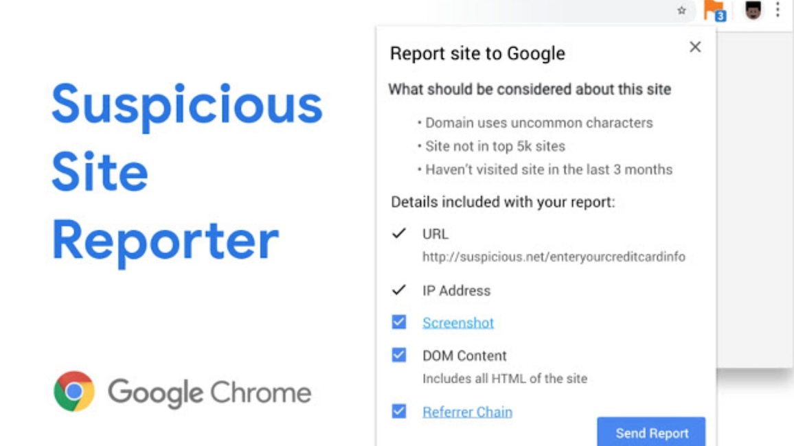 Suspicious Site Reporter for Chrome: Böse Websites melden