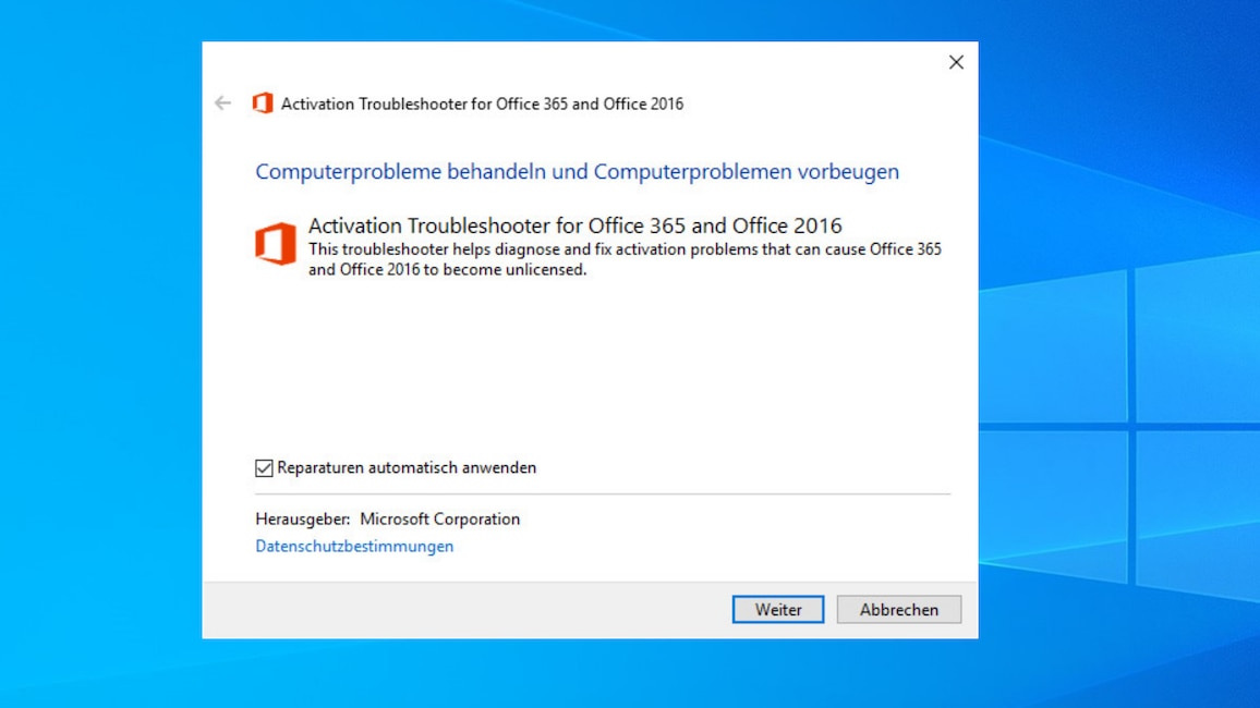 Activation Troubleshooter (Office 365, Office 2019 & Office 2016, Tuning)