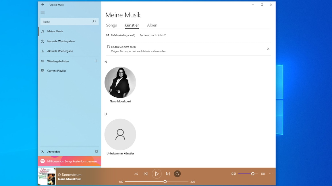 Groove-Musik (Windows-10-App, Multimedia)