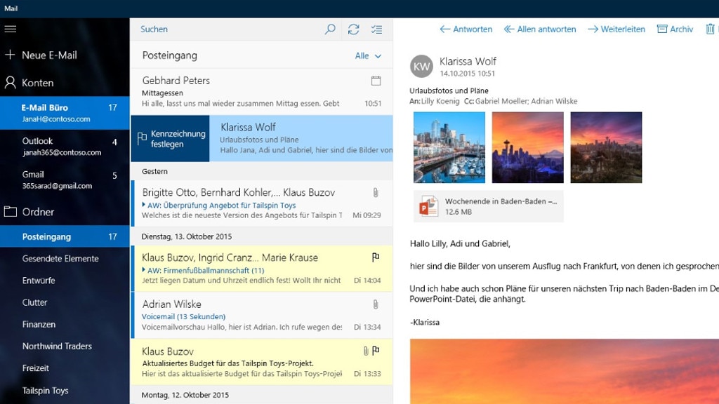 Mail, Kalender und Kontakte (App für Windows 10 & 8, Office)
