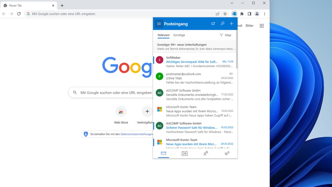 Outlook für Chrome & Microsoft Edge Outlook für Chrome & Microsoft Edge