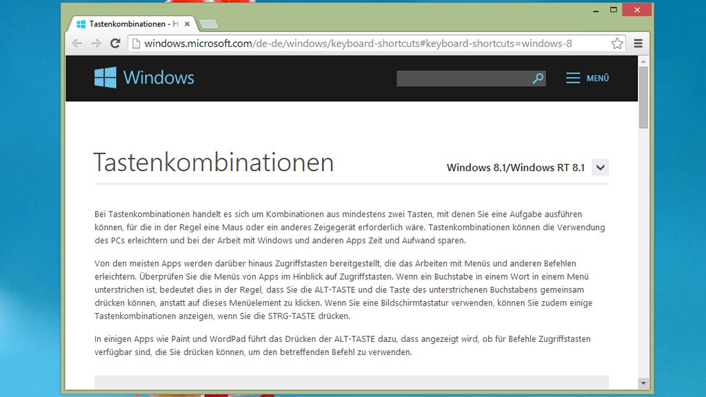 Tastenkombinationen für Windows (Büro)