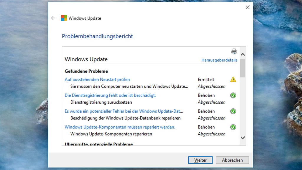 Tuning: Windows-Update-Problembehandlung (Troubleshooter)