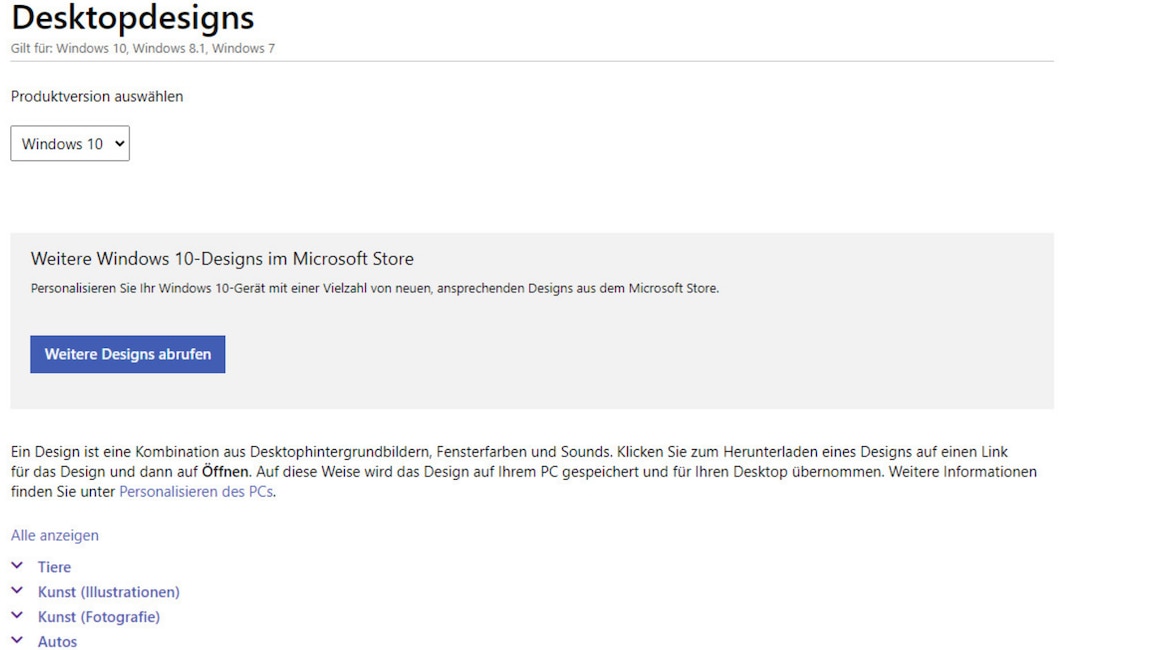 Windows 7/8/10: Theme-Pack von Microsoft (Desktop) Windows 7/8/10: Theme-Pack von Microsoft (Desktop)