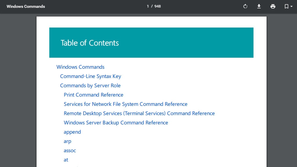 Windows Commands Reference: Alle Kommandozeilen-Befehle von Microsoft als PDF (Tuning) Windows Commands Reference: Alle Kommandozeilen-Befehle von Microsoft als PDF (Tuning)